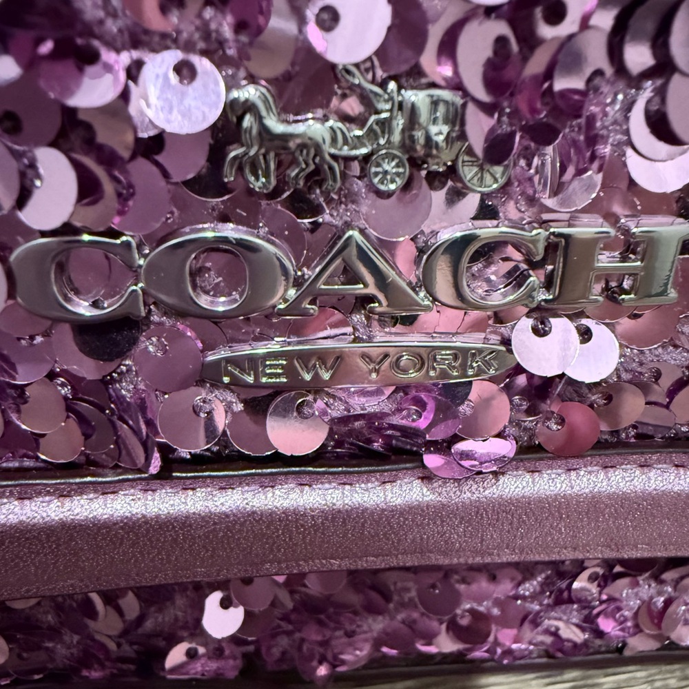 Coach Sequin Clutch/Crossbody in Lilac NWT - Picture 2 of 11